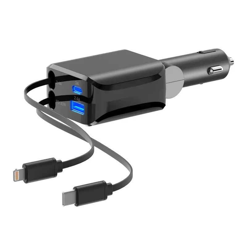 100W 4-in-1 Retractable Car Charger