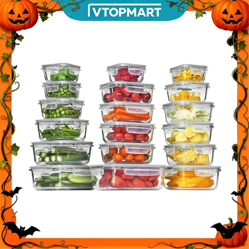 Vtopmart Glass Food Storage Containers — 18-Pack Airtight Set