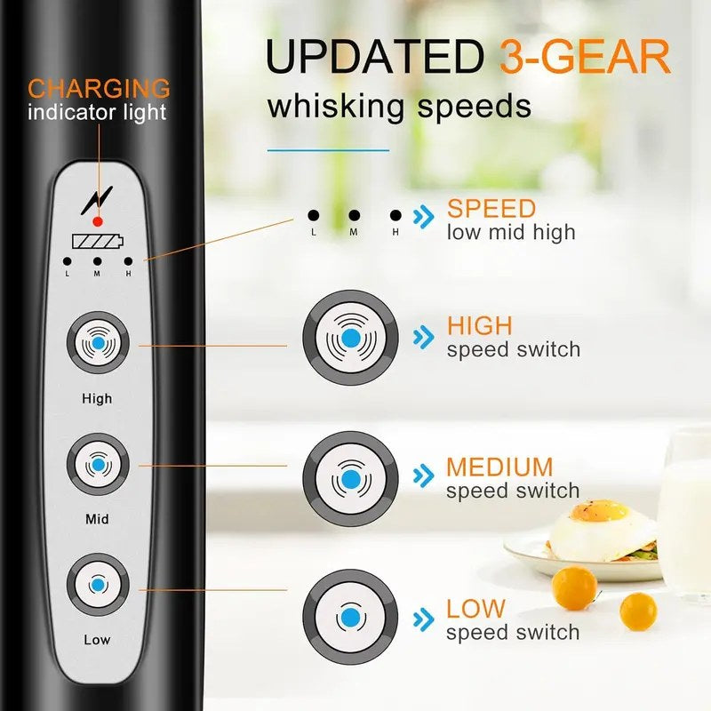 YUSWKO Rechargeable Handheld Milk Frother — 3-Speed
