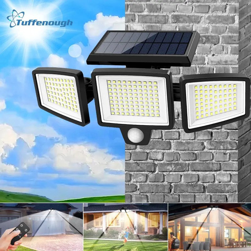 Tuffenough Solar Outdoor Security Lights — 2500LM, 3-Head
