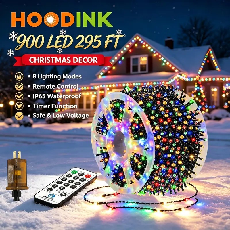 Hoodink 900-LED Fairy Christmas Light String — 295ft