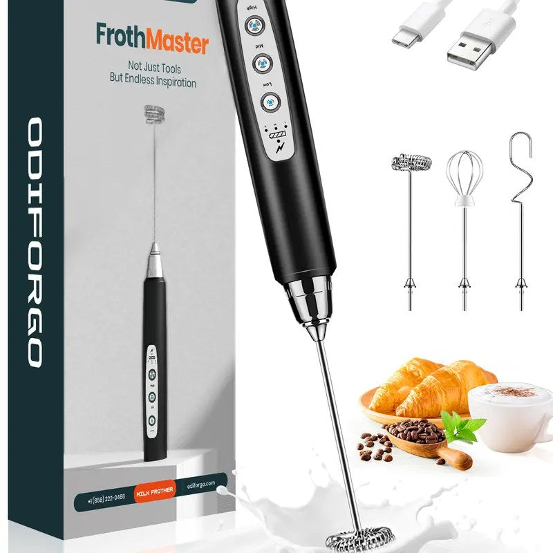 ODIFORGO 3-in-1 Rechargeable Milk Frother