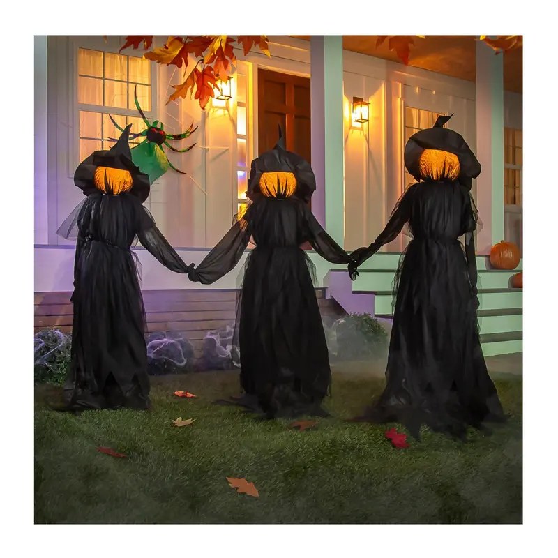 Evergreen Lighted Halloween Witch Stakes — Set of 3