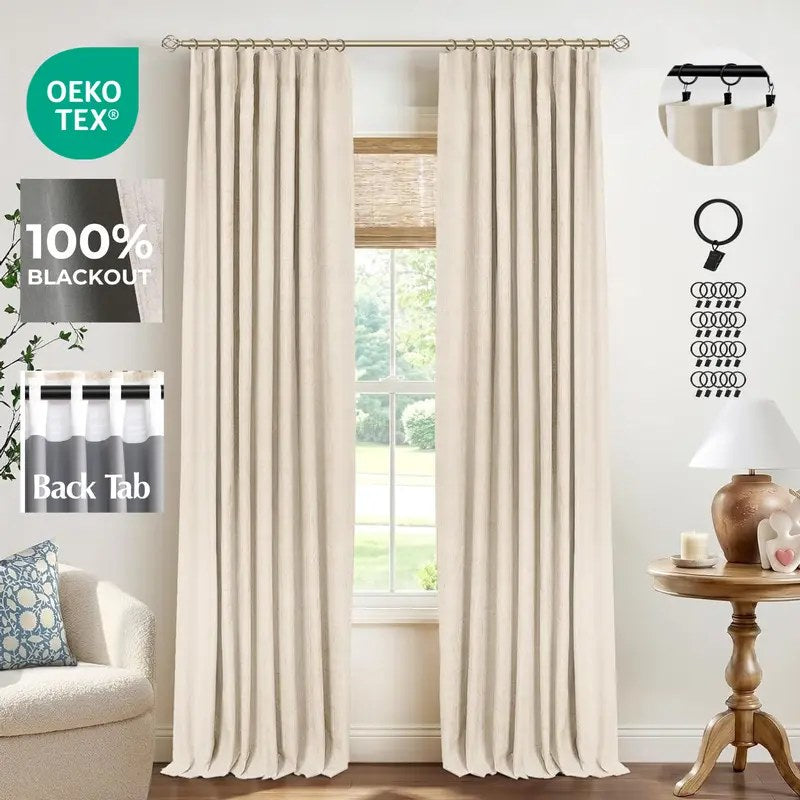 Inovaday Blackout Linen Curtains — 2 Panels