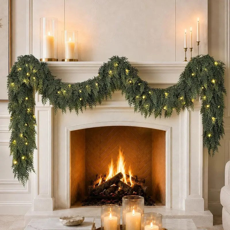 Real Touch Cedar Garland with Lights — 6FT/9FT