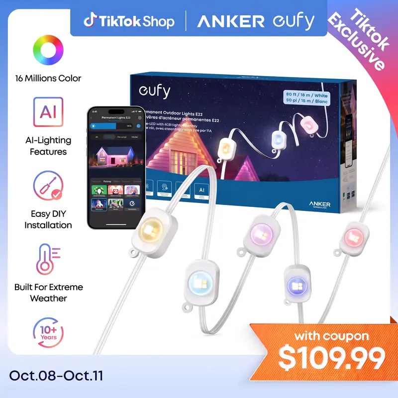 eufy Permanent Outdoor Lights E22 — 60 Triple-LED