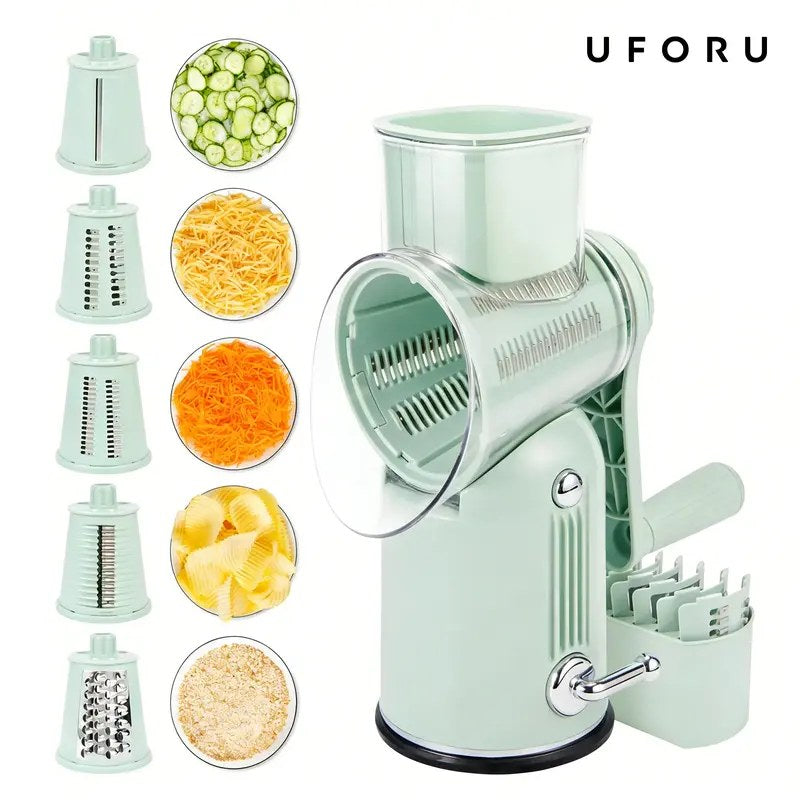 UFORU Rotary Cheese Grater & Vegetable Cutter — 5-in-1