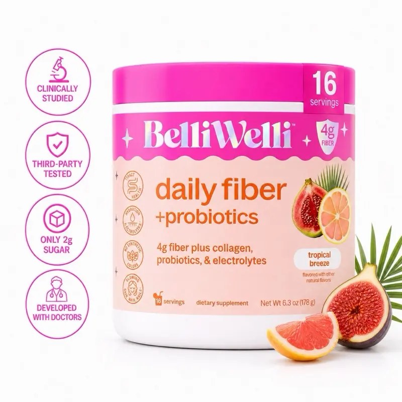 BelliWelli Daily Fiber + Probiotics + Collagen