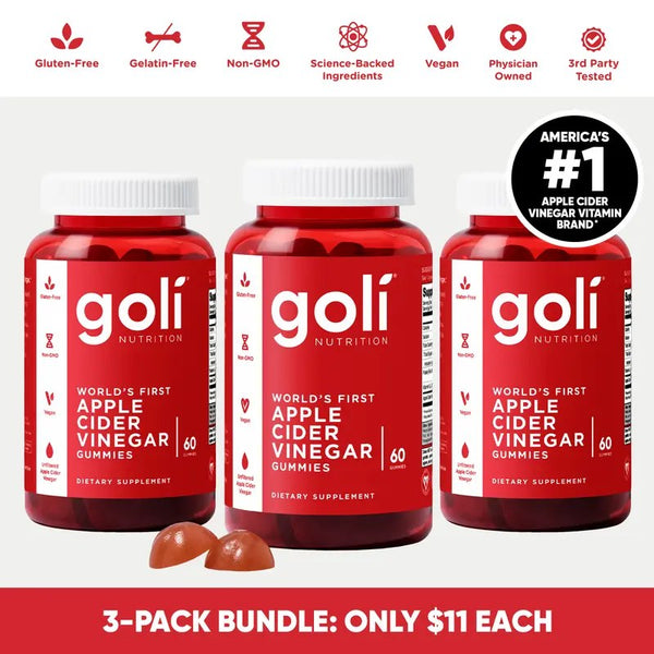Goli Apple Cider Vinegar Gummies — 3 Bottles